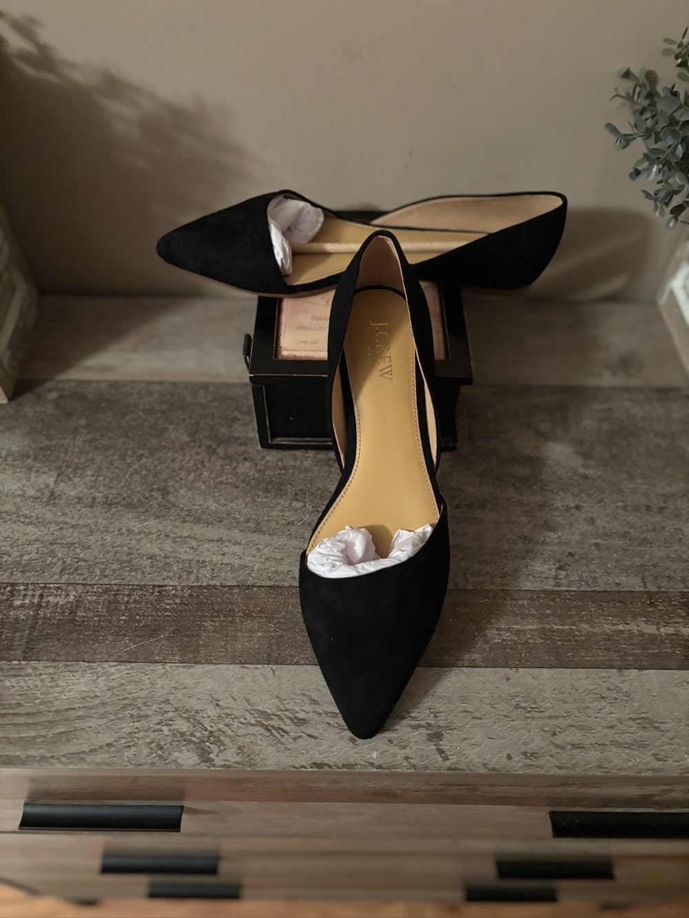 J. Crew Black Suede Pointed-Toe D'Orsay Flats size 8.5  NWOT